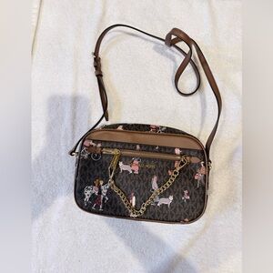Michael Kors Black and Brown Patterned Crossbody Bag